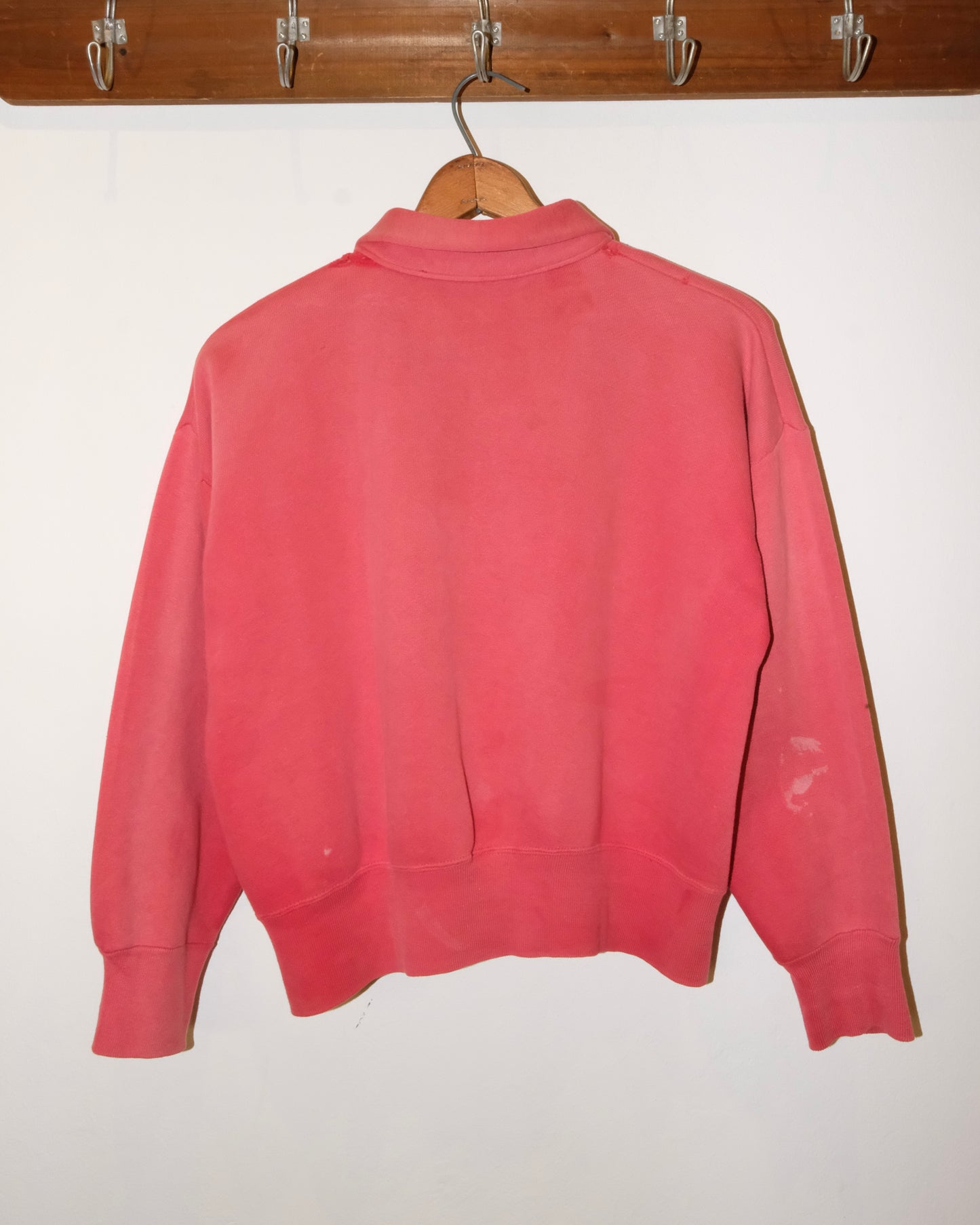 60s SWEATSHIRT HALF-ZIP FADED CHERRY RED