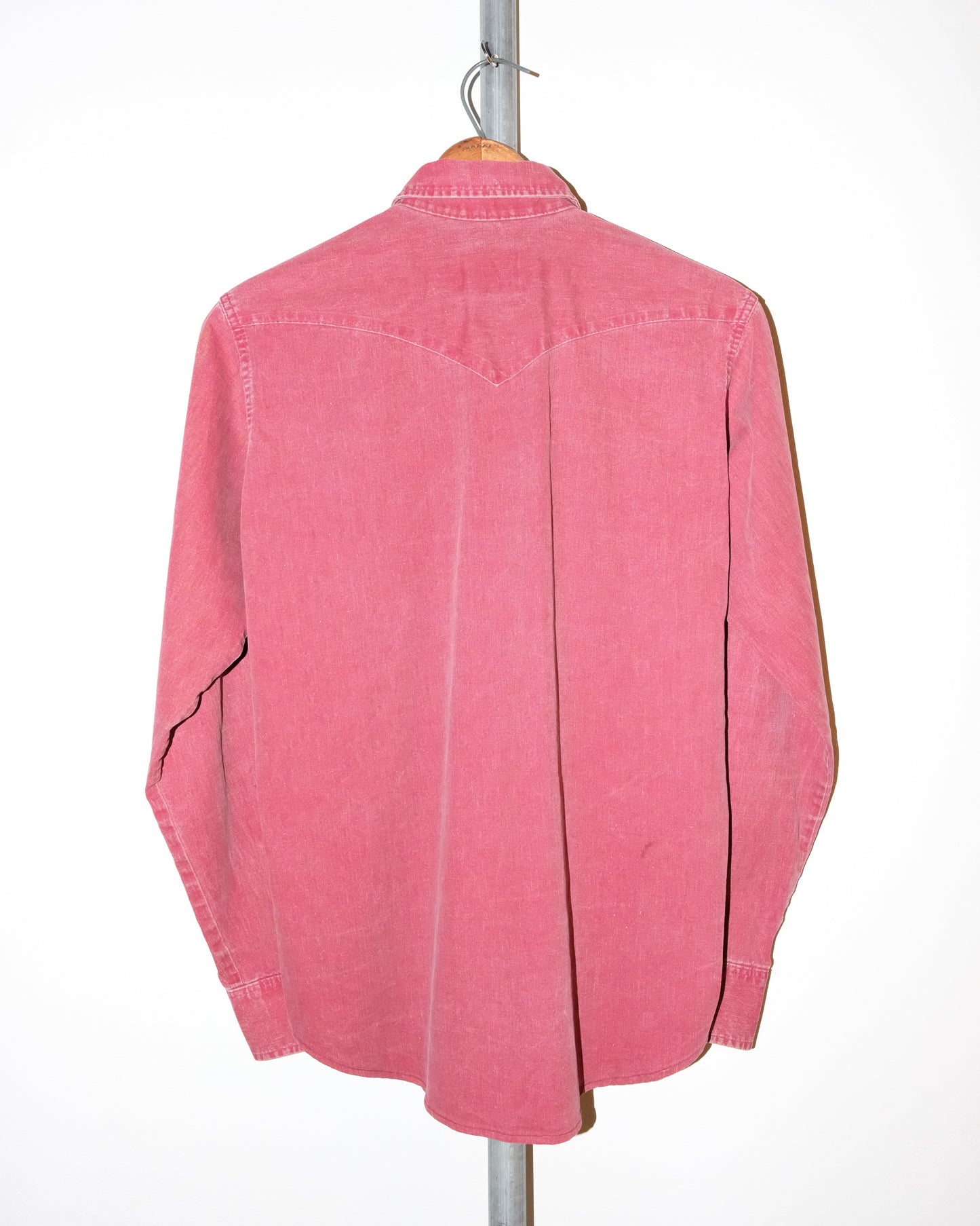 80s WRANGLER BRUSH POPPER FADED RED WESTERN SHIRT