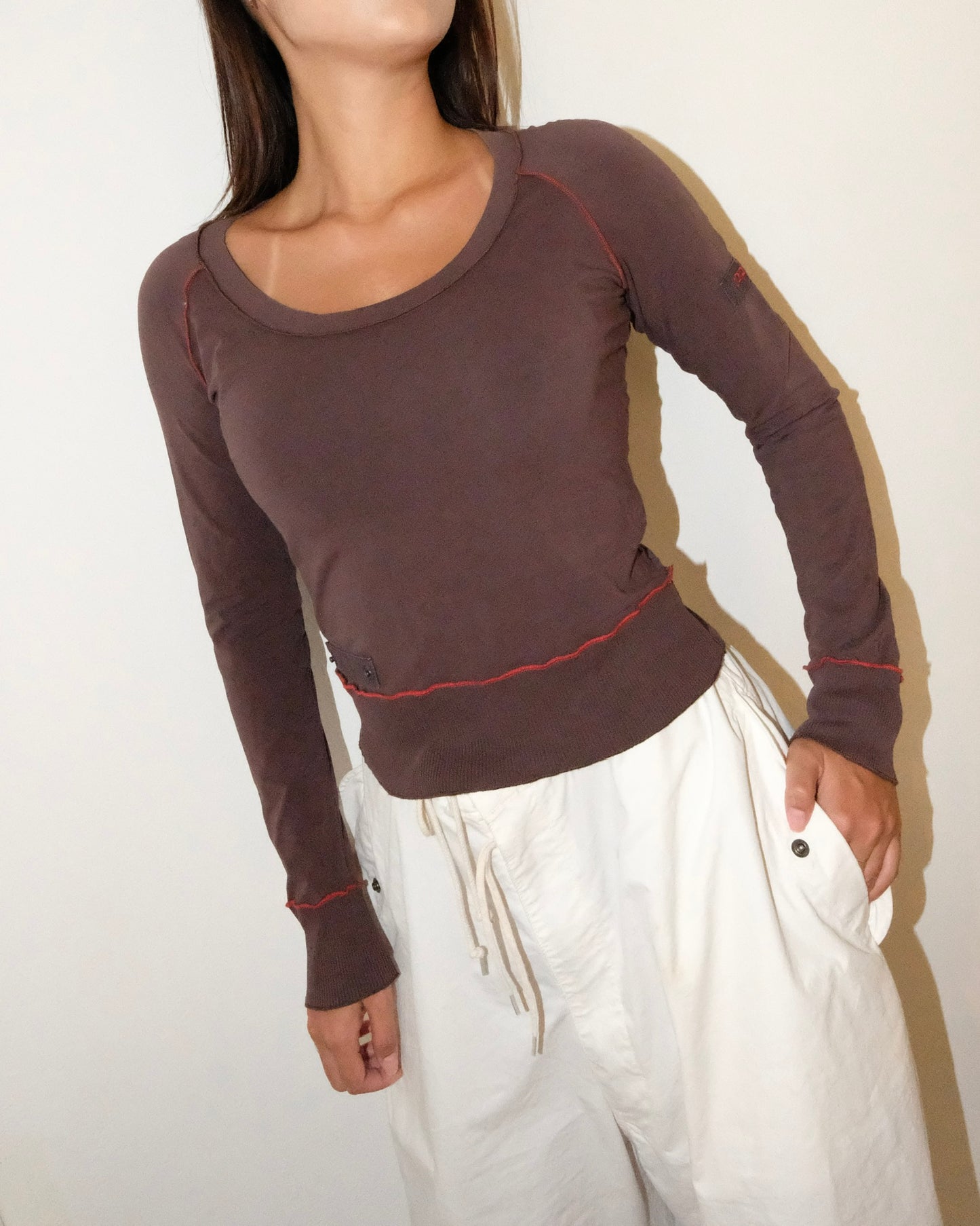 COP COPINE LONG SLEEVE BROWN TOP