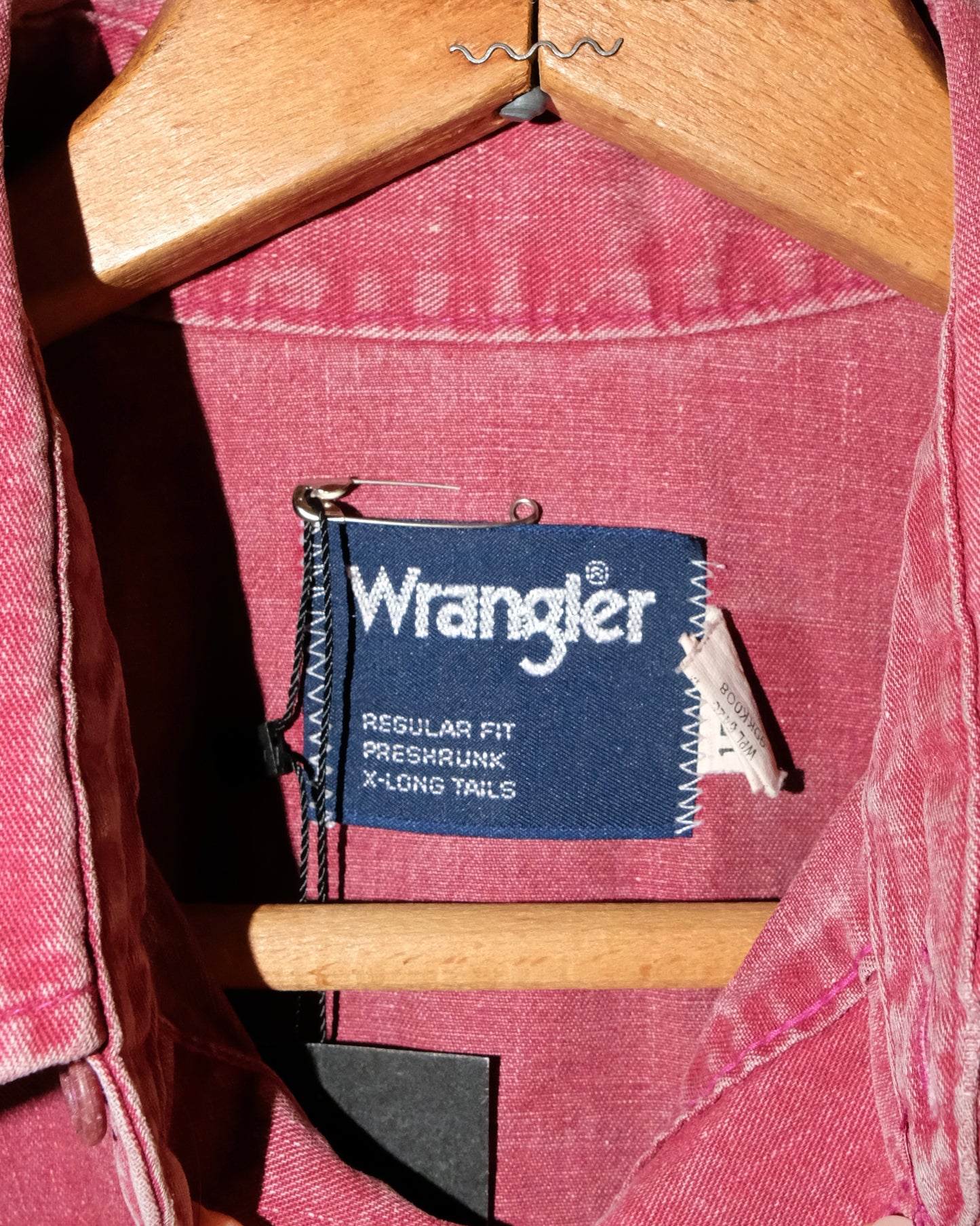 80s WRANGLER BRUSH POPPER FADED RED WESTERN SHIRT