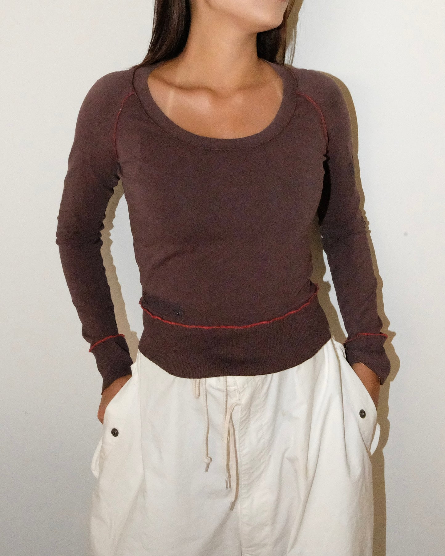 COP COPINE LONG SLEEVE BROWN TOP