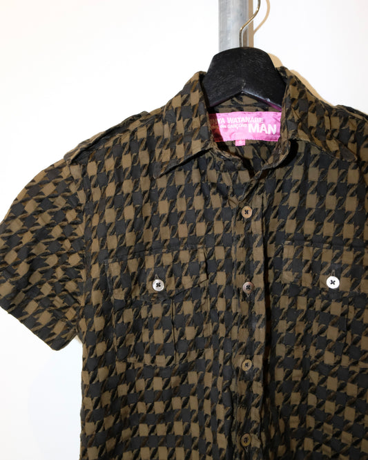 JUNYA WATANABE MAN AD2003 PLAID OLIVE MINI SHIRT