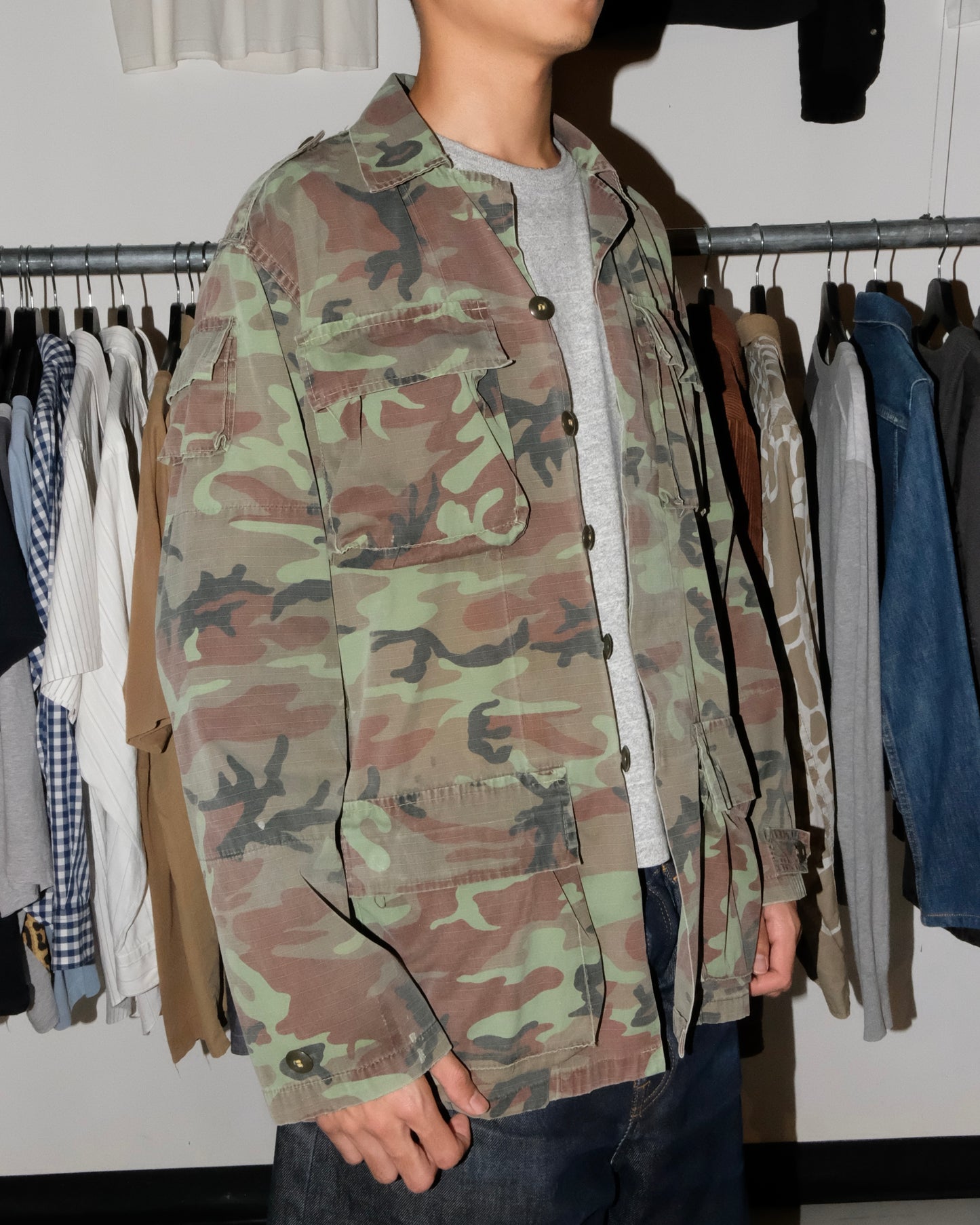 80s ROYAL THAI ARMY RIP-STOP WOODLAND CAMO JACKET