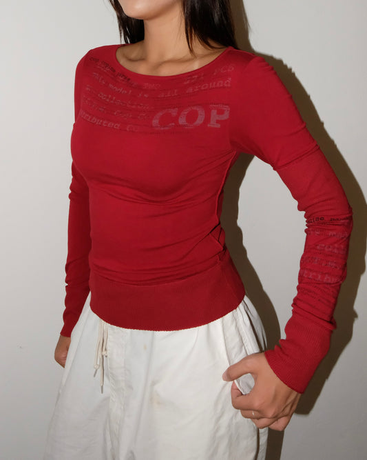 COP COPINE LONG SLEEVE RED TOP