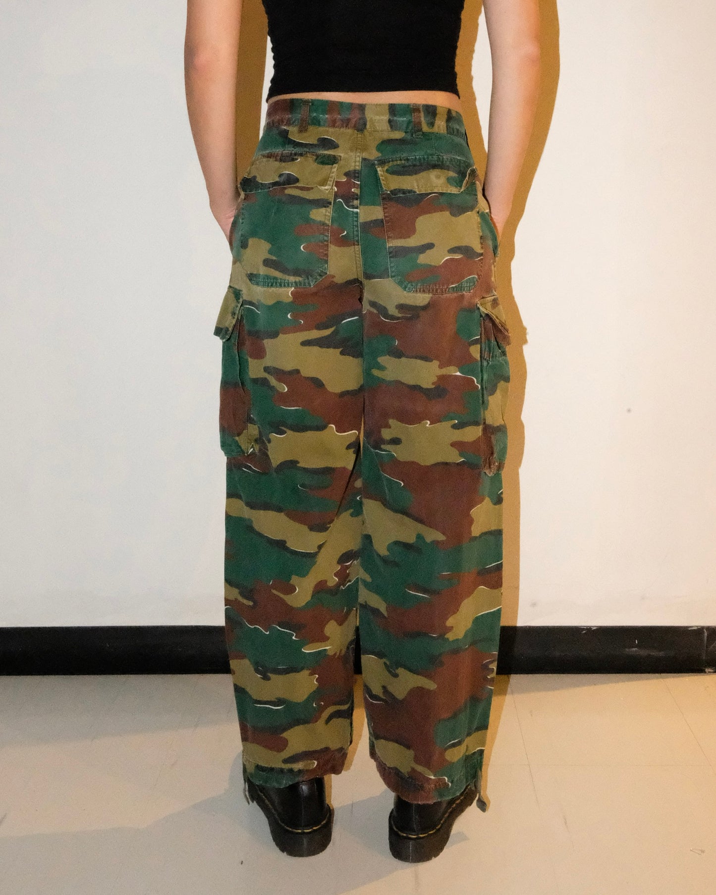 50s BELGIUM MILITARY DRAWSTRING CAMO PANTS