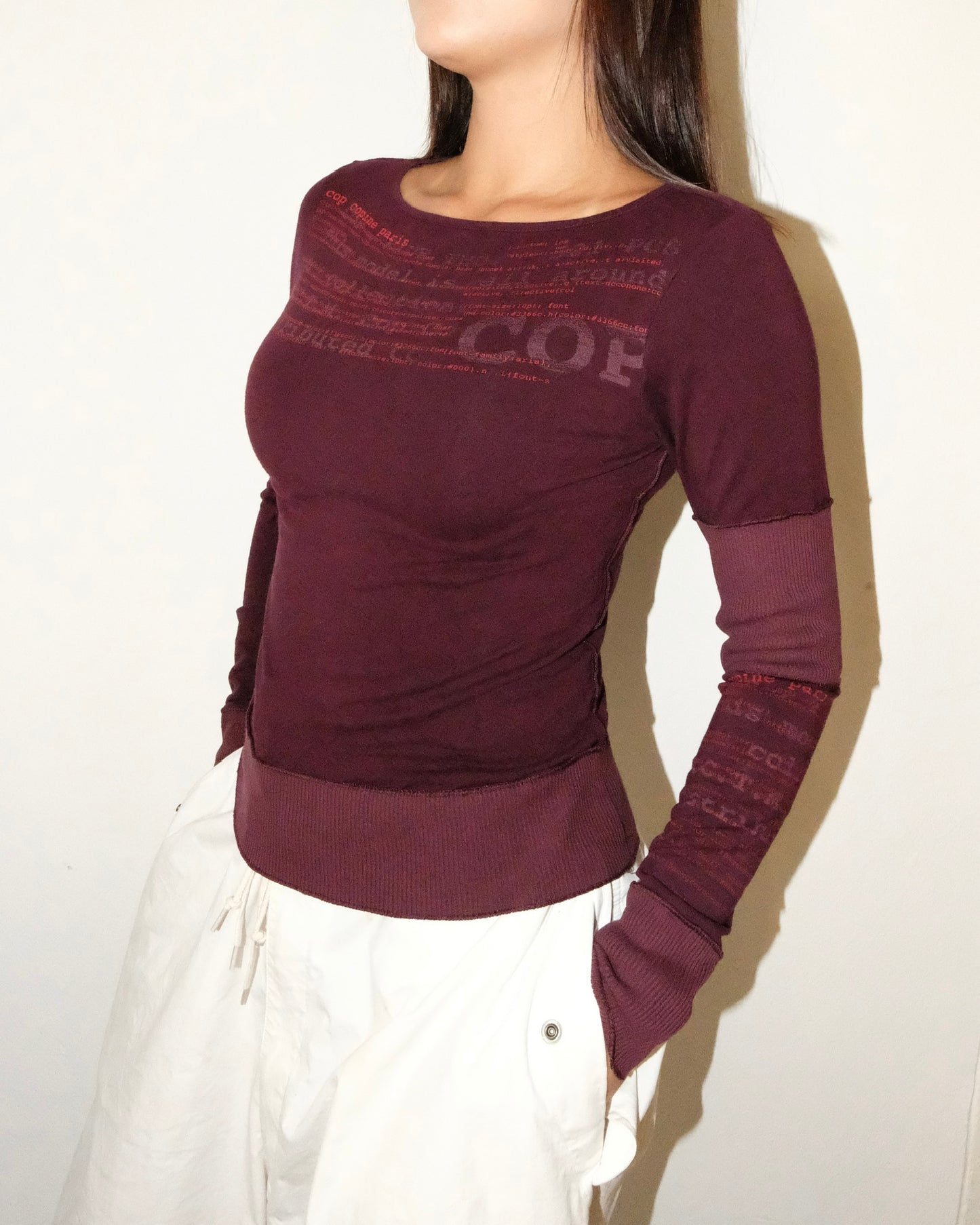 COP COPINE LONG SLEEVE BURGUNDY TOP