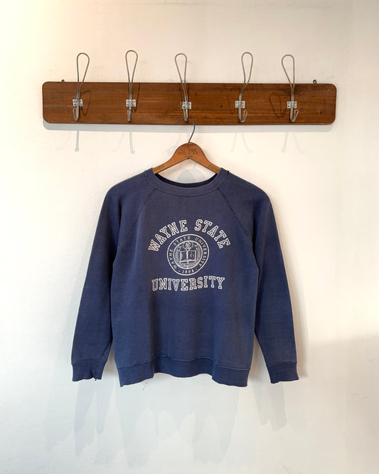 60s SWEATSHIRT FADED NAVY ‘WAYNE STATE’