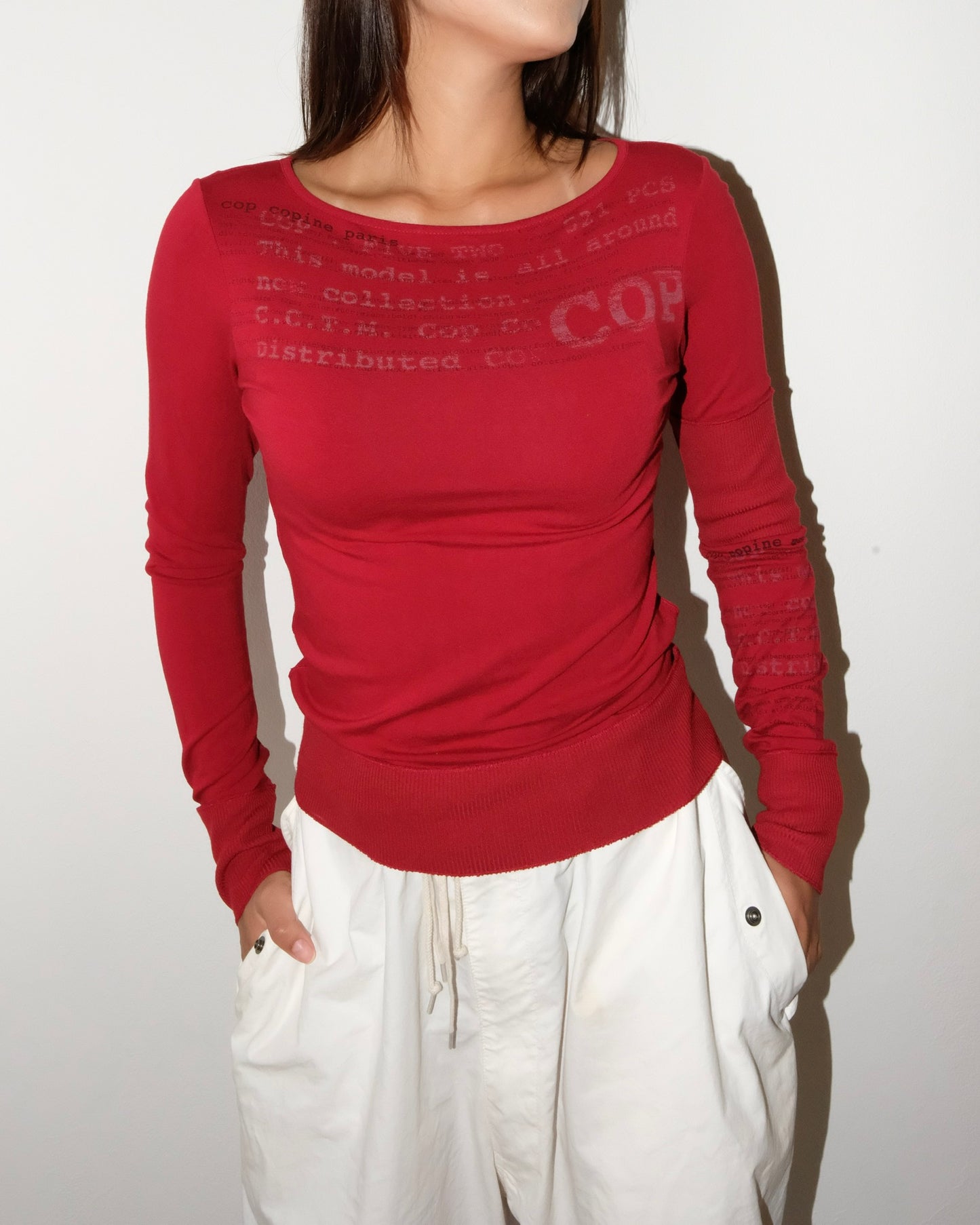 COP COPINE LONG SLEEVE RED TOP