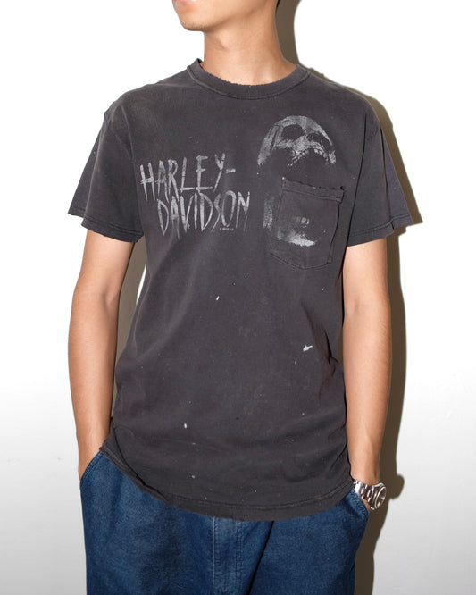 90s HARLEY DAVIDSON SKULL FADED POCKET TEE