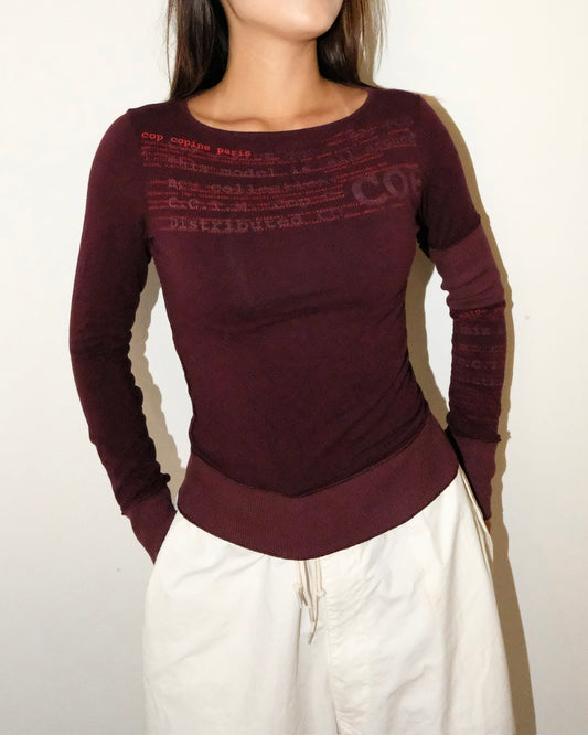 COP COPINE LONG SLEEVE BURGUNDY TOP