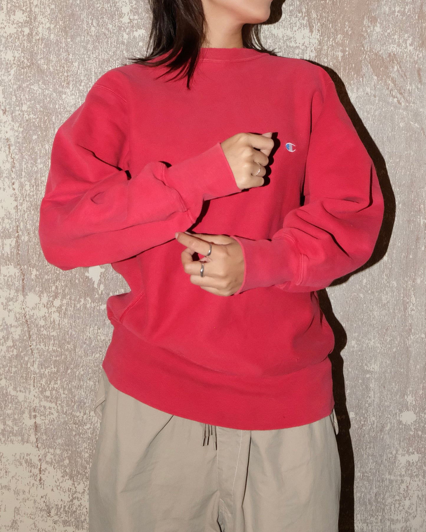 90s CHAMPION REVERSE WEAVE FADED RED SWEATSHIRT