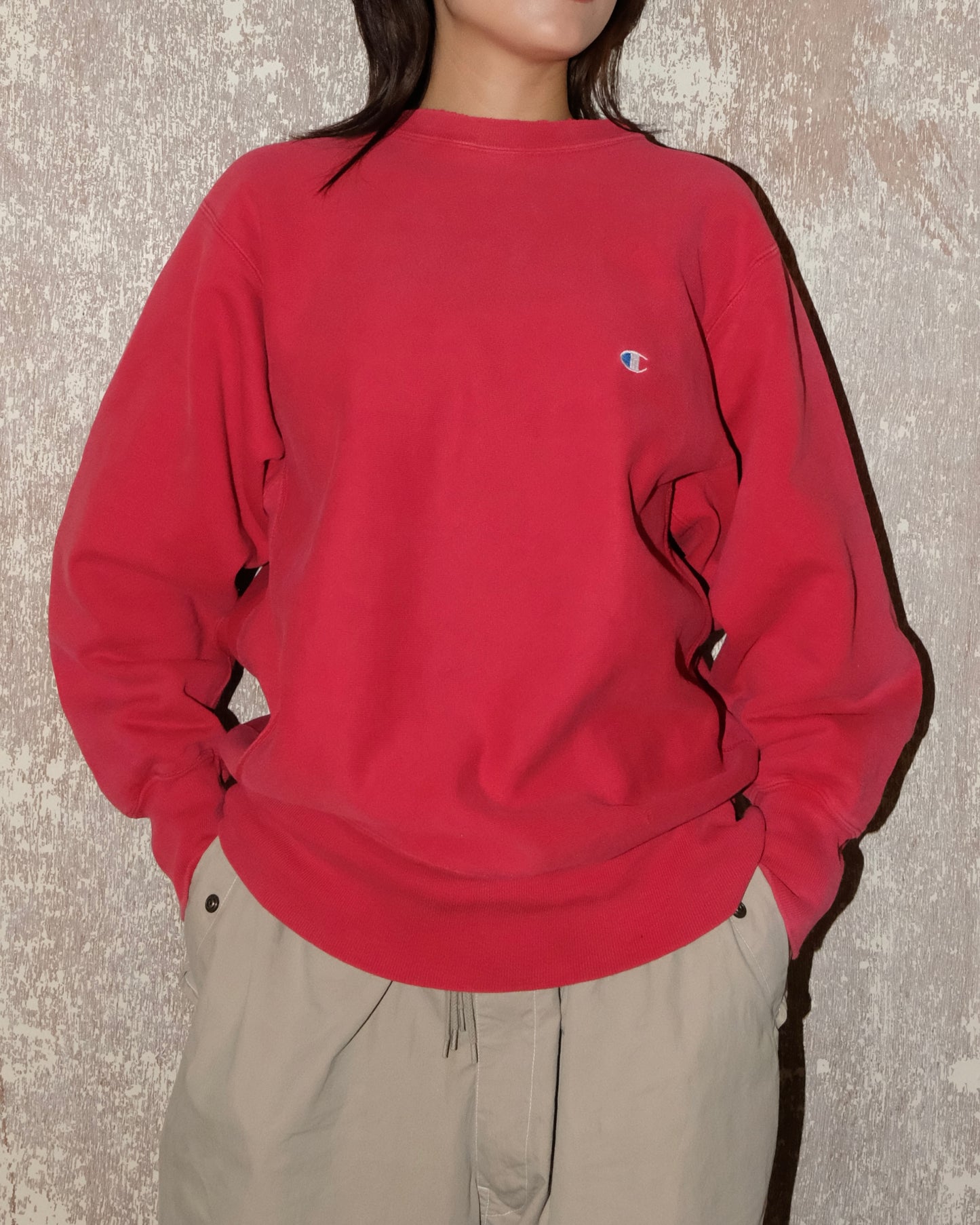 90s CHAMPION REVERSE WEAVE FADED RED SWEATSHIRT