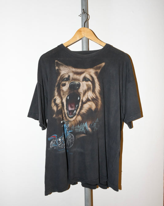 90s WOLF MOTORCYCLE FADED TEE