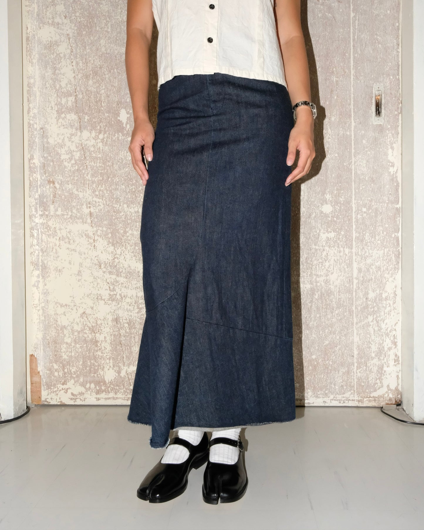 JUNYA WATANABE AD2001 DENIM MAXI LONG SKIRT